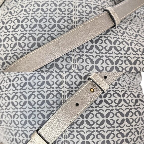 LOEWE Logo New Road Line Crossbody Shoulder Bag Canvas Leather Gray - Picture 14 of 16